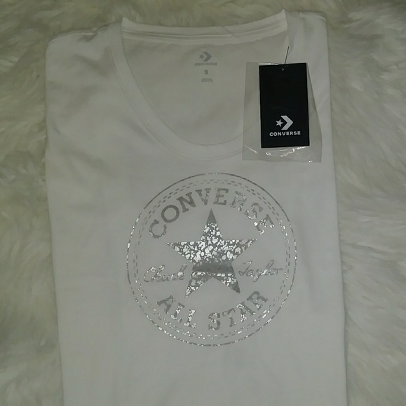 NWT Metallic Converse Chuck All Star Patch T-Shirt - Picture 5 of 6